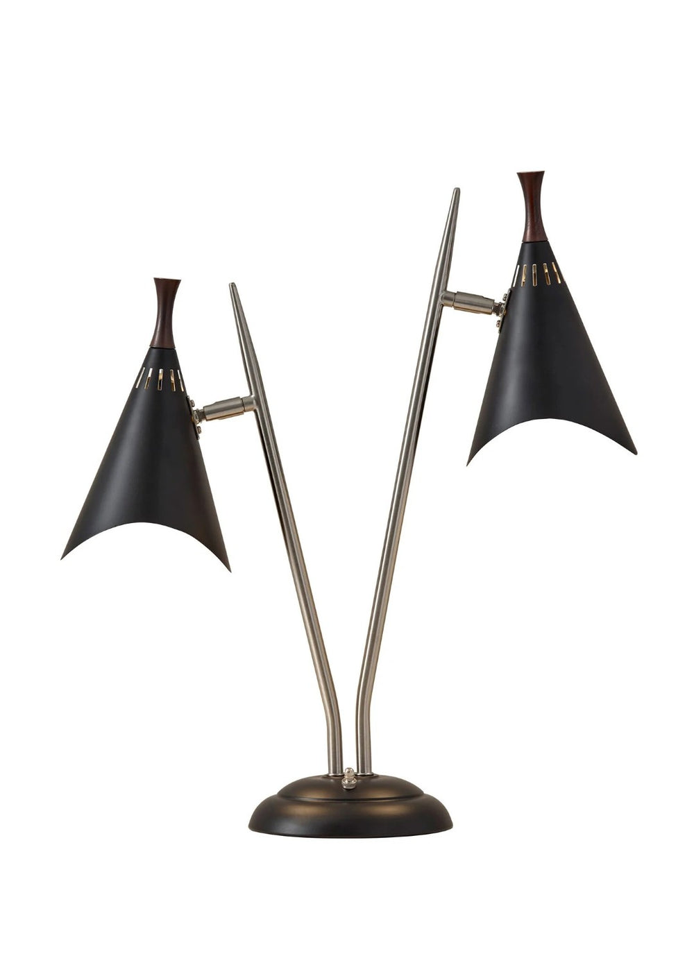 HomeRoots 22" Stylish Black and Silver Metal Desk Lamp - Adjustable Cone Shades with 3-Way Lighting Options 372550