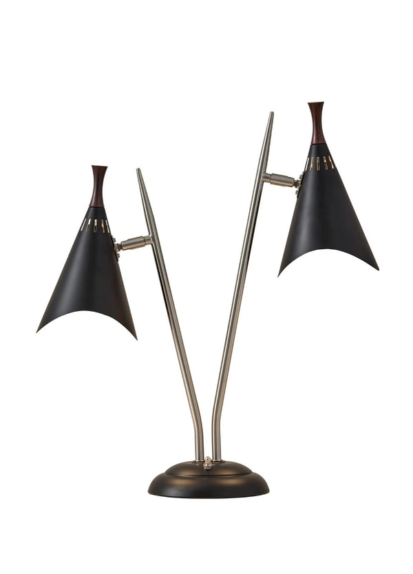HomeRoots 22" Stylish Black and Silver Metal Desk Lamp - Adjustable Cone Shades with 3-Way Lighting Options 372550