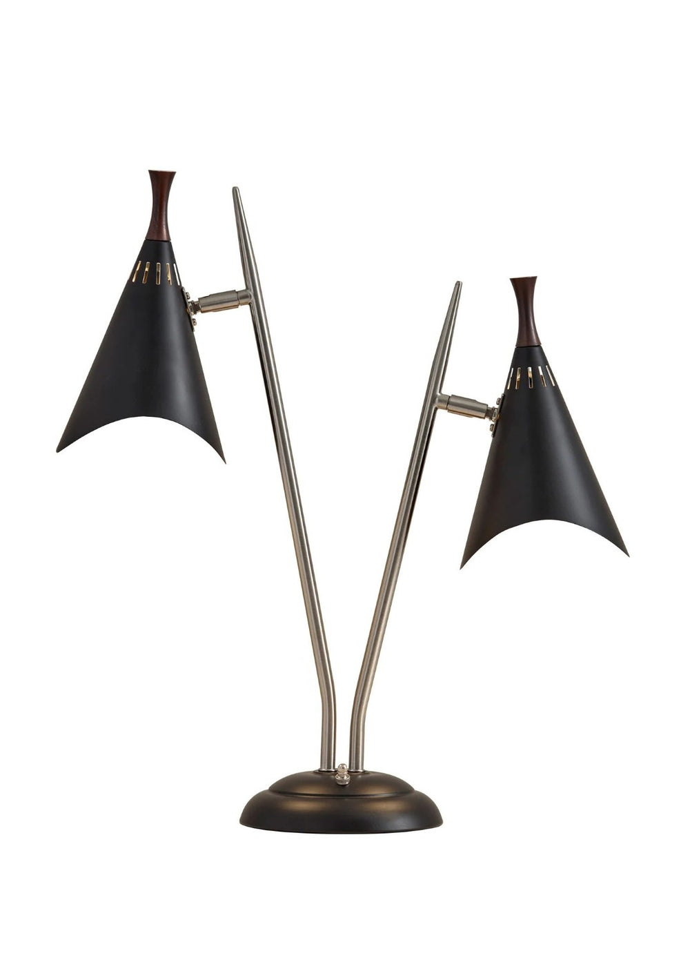 HomeRoots 22" Stylish Black and Silver Metal Desk Lamp - Adjustable Cone Shades with 3-Way Lighting Options 372550