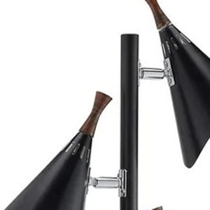 HomeRoots 68" Modern Three-Light Tree Floor Lamp with Adjustable Matte Black Shades for Stylish Illumination 372551