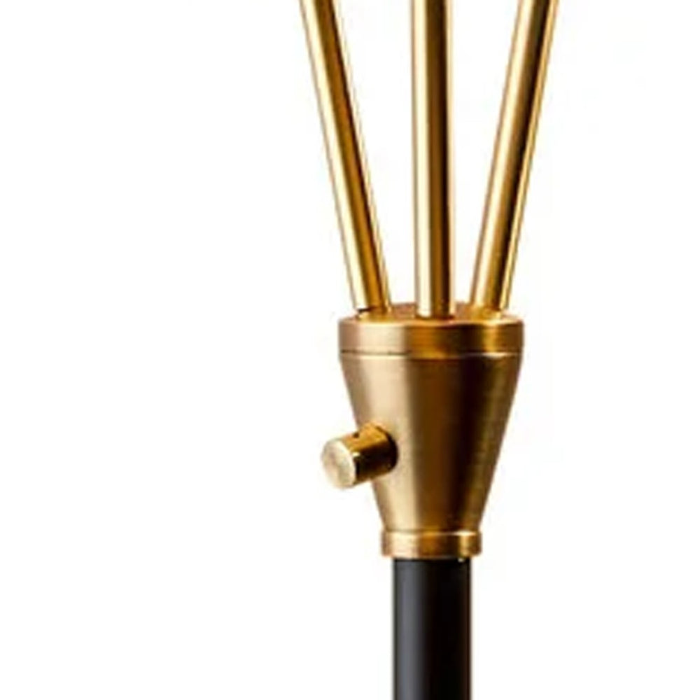 HomeRoots 66" Elegant Gold Metal Three-Light Floor Lamp for Mid-Century Modern Style in Living Rooms & Offices Black 372554