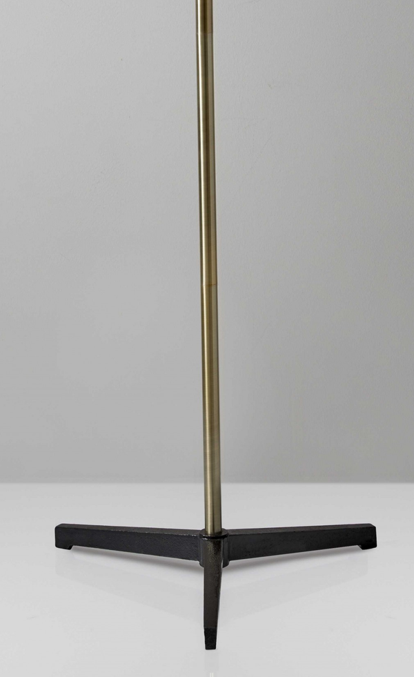 Homeroots Three Arm Adjustable Floor Lamp In Brass Metal With Grey Black And White Shades  Metal 372556