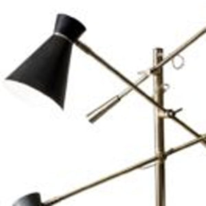 Homeroots Three Arm Adjustable Floor Lamp In Brass Metal With Grey Black And White Shades  Metal 372556
