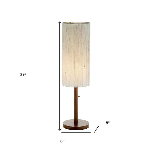 HomeRoots 31" Elegant Walnut Wood Table Lamp with Soft Beige Shade – Perfect for Modern Home Decor & Lighting 372561