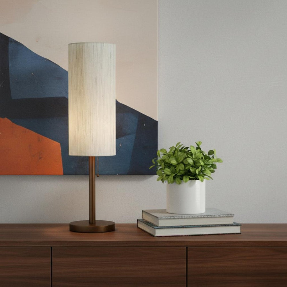 HomeRoots 31" Elegant Walnut Wood Table Lamp with Soft Beige Shade – Perfect for Modern Home Decor & Lighting 372561