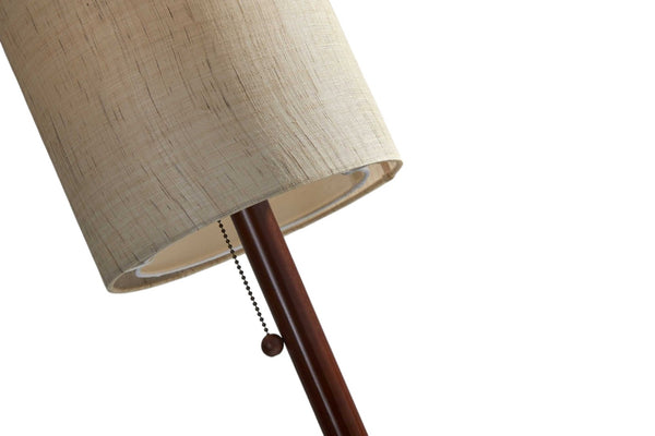 HomeRoots 65" Elegant Brown Solid Wood Floor Lamp with Beige Shade - Timeless Design for Any Space! 372562