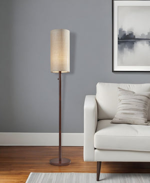HomeRoots 65" Elegant Brown Solid Wood Floor Lamp with Beige Shade - Timeless Design for Any Space! 372562