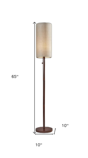 Homeroots 65" Solid Wood Traditional Shaped Floor Lamp With Beige Drum Shade  Solid Wood 372562