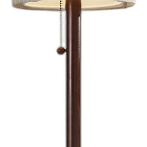HomeRoots 65" Elegant Brown Solid Wood Floor Lamp with Beige Shade - Timeless Design for Any Space! 372562