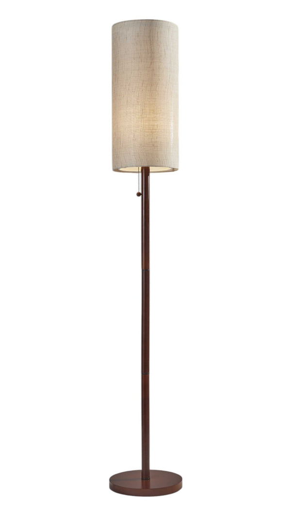 HomeRoots 65" Elegant Brown Solid Wood Floor Lamp with Beige Shade - Timeless Design for Any Space! 372562