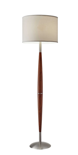 Homeroots 61" Brown Solid Wood Floor Lamp With White Fabric Drum Shade  Solid Wood 372563