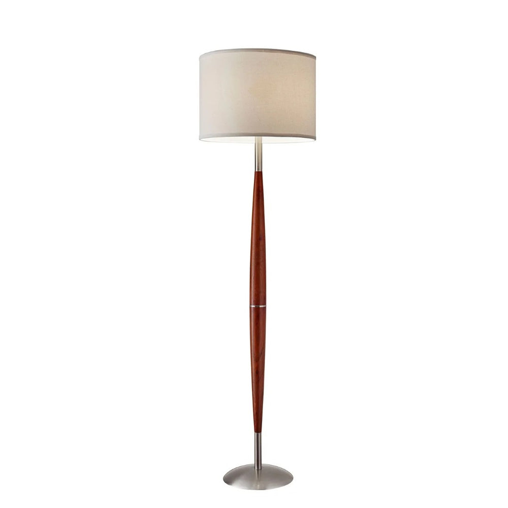 HomeRoots 61" Elegant Solid Wood Floor Lamp with White Drum Shade – Perfect for Living Rooms & Bedrooms 372563