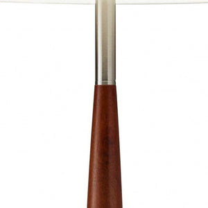 Homeroots 61" Brown Solid Wood Floor Lamp With White Fabric Drum Shade  Solid Wood 372563