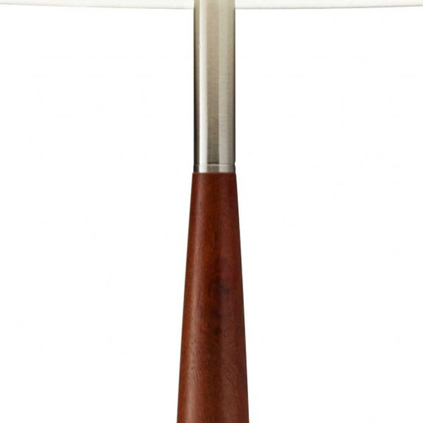 Homeroots 61" Brown Solid Wood Floor Lamp With White Fabric Drum Shade  Solid Wood 372563