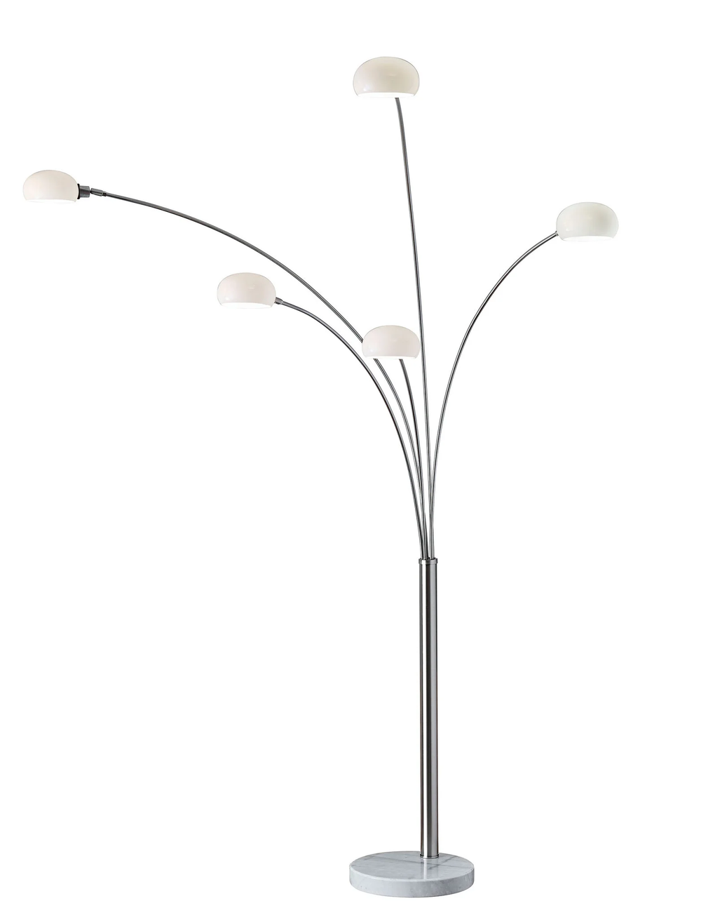 Homeroots 86" Steel Five Light Tree Floor Lamp With White Glass Dome Shade  Metal 372564