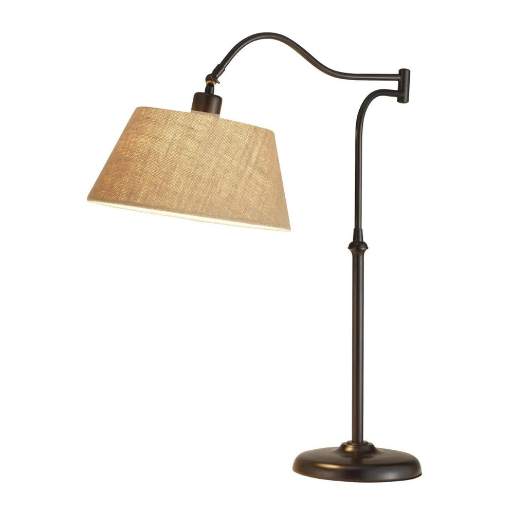 HomeRoots Dark Bronze Adjustable Swing Arm Table Lamp with Articulated Shade & Smart Outlet Compatibility 372565