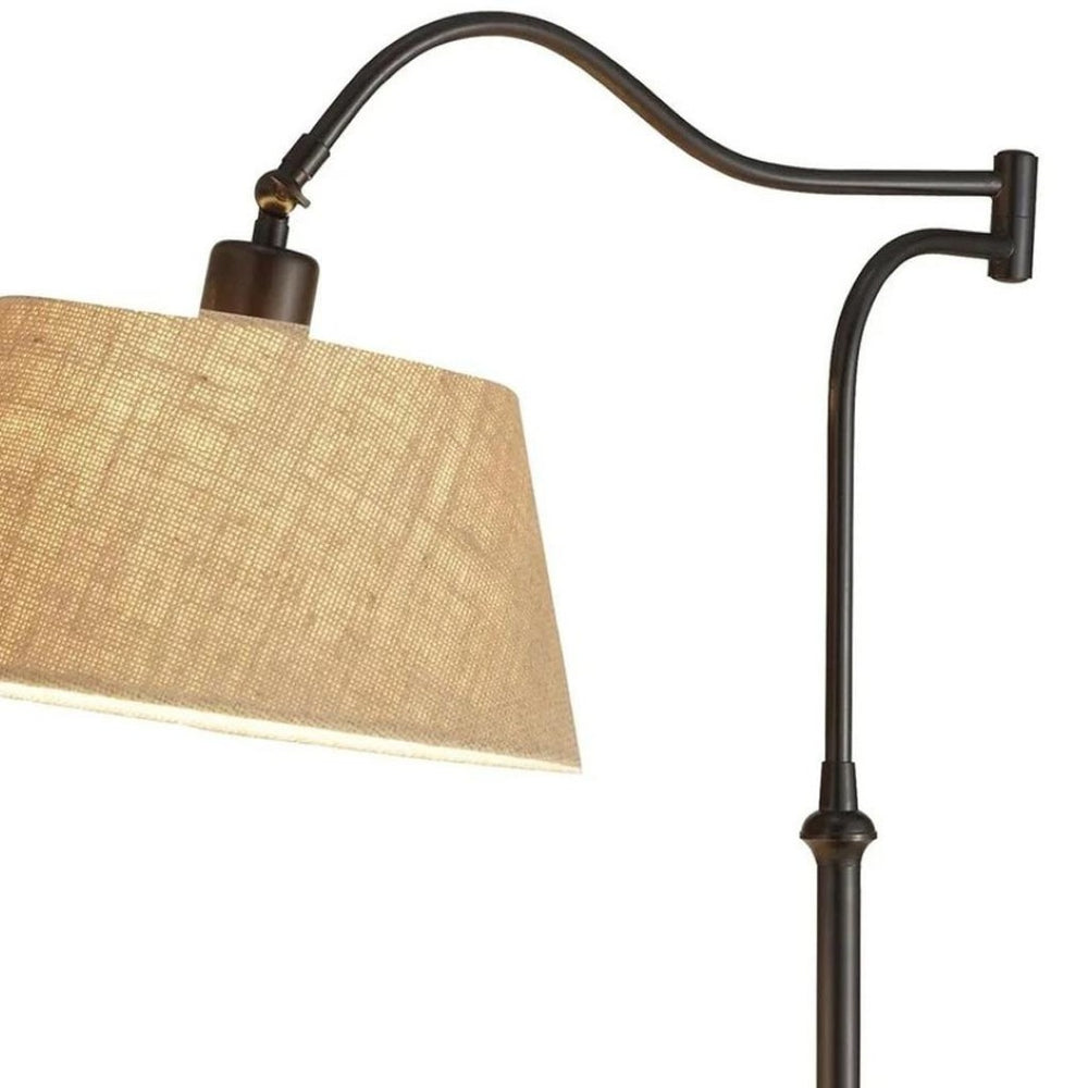 HomeRoots Dark Bronze Adjustable Swing Arm Table Lamp with Articulated Shade & Smart Outlet Compatibility 372565