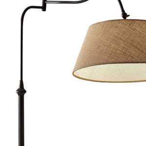 HomeRoots 61" Elegant Bronze Arched Floor Lamp with Adjustable Arm and Cozy Brown Fabric Shade for Any Room 372566