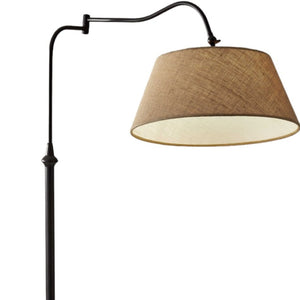 HomeRoots 61" Elegant Bronze Arched Floor Lamp with Adjustable Arm and Cozy Brown Fabric Shade for Any Room 372566