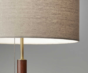 Homeroots 26" Antiqued Brass Solid Wood Table Lamp With Beige Drum Shade   372570