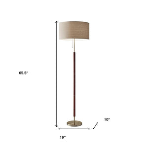 HomeRoots 66" Brown Floor Lamp with Vintage Style Drum Shade - Perfect for Living Rooms & Reading Nooks 372571