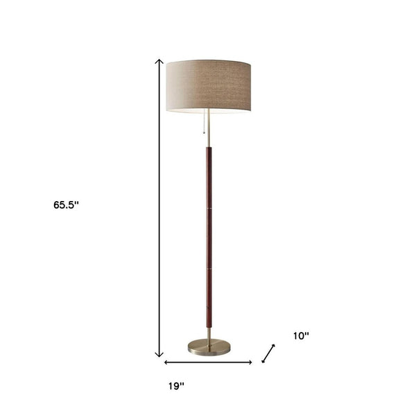 HomeRoots 66" Brown Floor Lamp with Vintage Style Drum Shade - Perfect for Living Rooms & Reading Nooks 372571