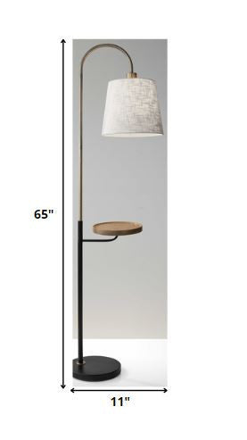 Homeroots 65" Brass Tray Table Floor Lamp With White Solid Color Empire Shade  Metal 372574