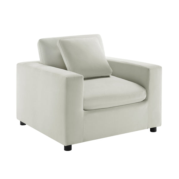 English Elm Caylie Modern Armchair with Plush Down-Fiber Cushions, Removable Covers, Solid Wood Legs Ivory B050P409002