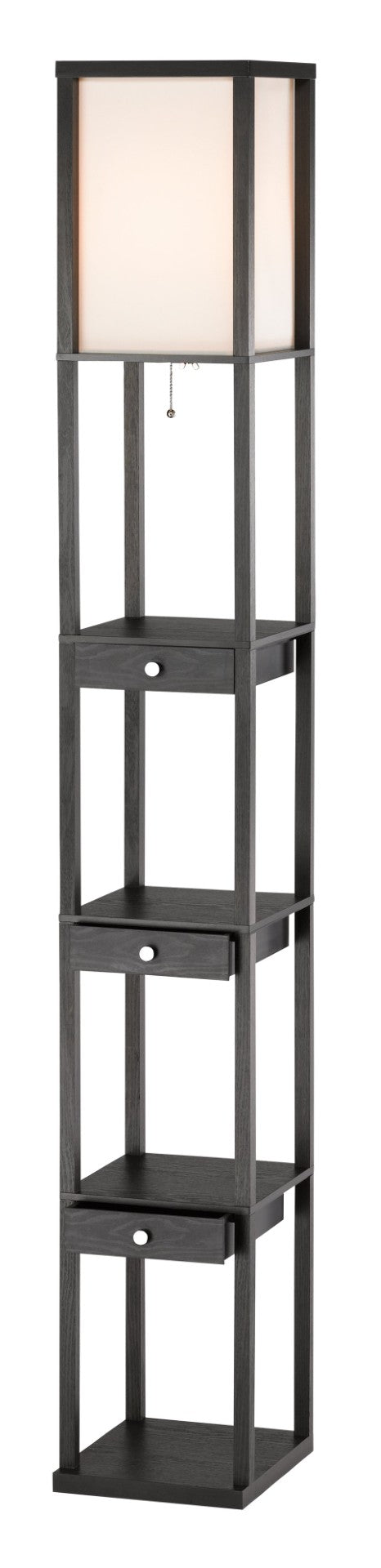 HomeRoots 72" Stunning Black Floor Lamp with Off-White Shade – Modern Column Design for Ambient Lighting 372583