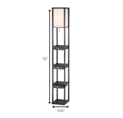Homeroots 72" Black Column Floor Lamp With Off White Solid Color Rectangular Shade  Manufactured Wood 372583