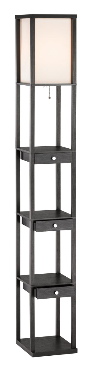 Homeroots 72" Black Column Floor Lamp With Off White Solid Color Rectangular Shade  Manufactured Wood 372583