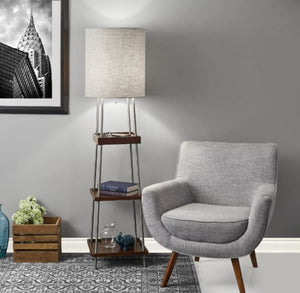 HomeRoots 63" Elegant Column Floor Lamp with White Drum Shade - Modern Design for Ambient Room Lighting 372586