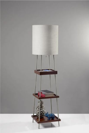 HomeRoots 63" Elegant Column Floor Lamp with White Drum Shade - Modern Design for Ambient Room Lighting 372586