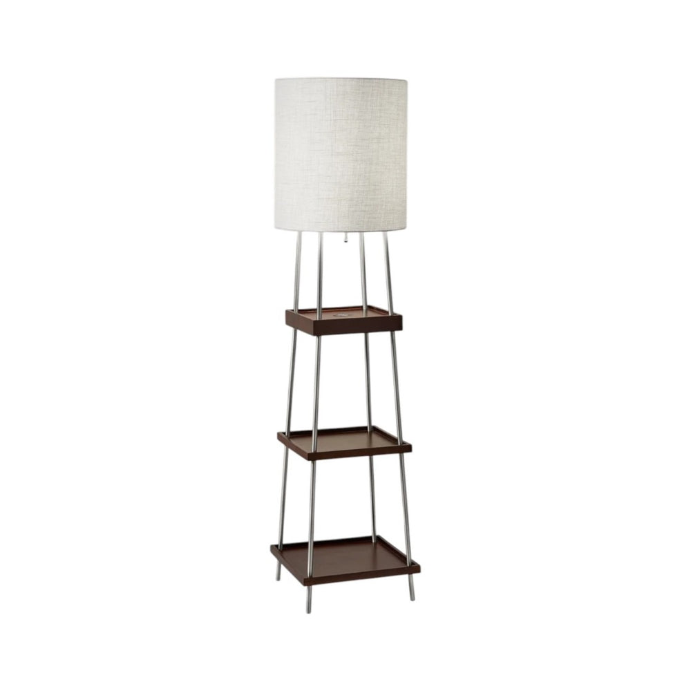 HomeRoots 63" Elegant Column Floor Lamp with White Drum Shade - Modern Design for Ambient Room Lighting 372586