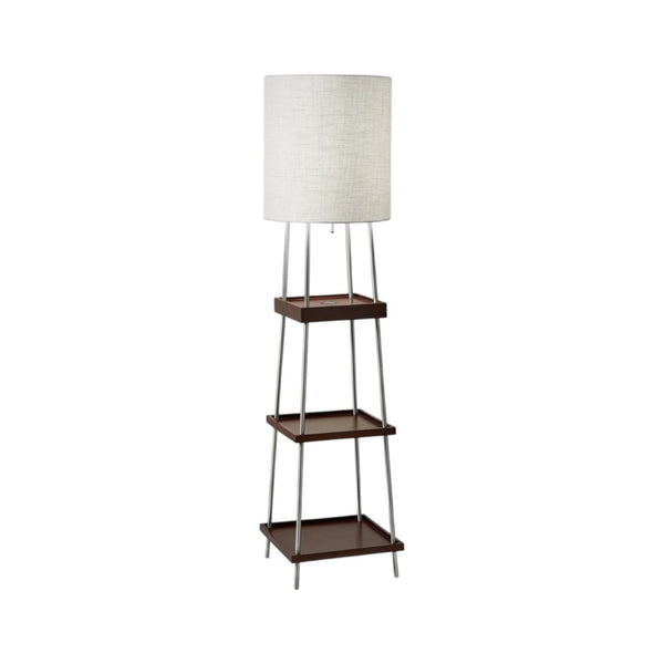 HomeRoots 63" Elegant Column Floor Lamp with White Drum Shade - Modern Design for Ambient Room Lighting 372586