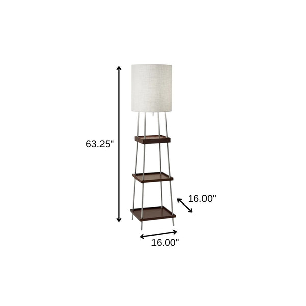 HomeRoots 63" Elegant Column Floor Lamp with White Drum Shade - Modern Design for Ambient Room Lighting 372586