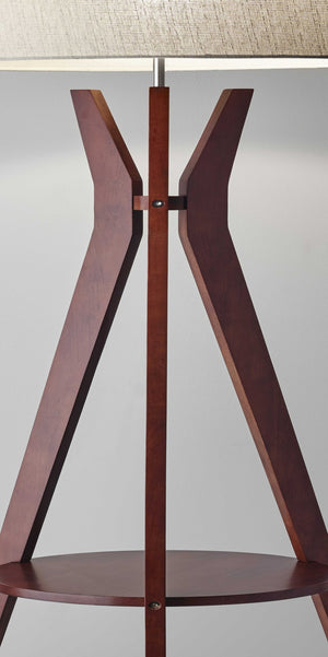 HomeRoots 60" Brown and White Tripod Floor Lamp - Solid Wood Base with Elegant Drum Shade for Any Room 372591