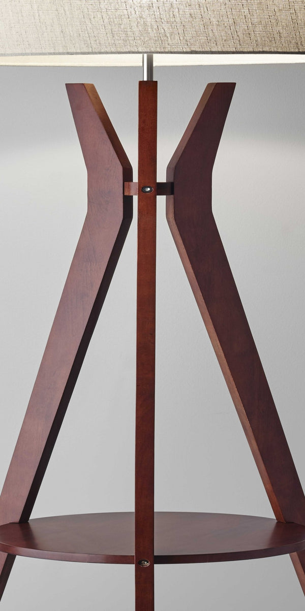 HomeRoots 60" Brown and White Tripod Floor Lamp - Solid Wood Base with Elegant Drum Shade for Any Room 372591