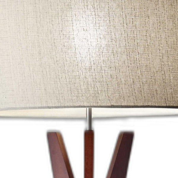 HomeRoots 60" Brown and White Tripod Floor Lamp - Solid Wood Base with Elegant Drum Shade for Any Room 372591