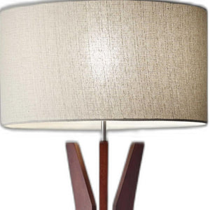 HomeRoots 60" Brown and White Tripod Floor Lamp - Solid Wood Base with Elegant Drum Shade for Any Room 372591
