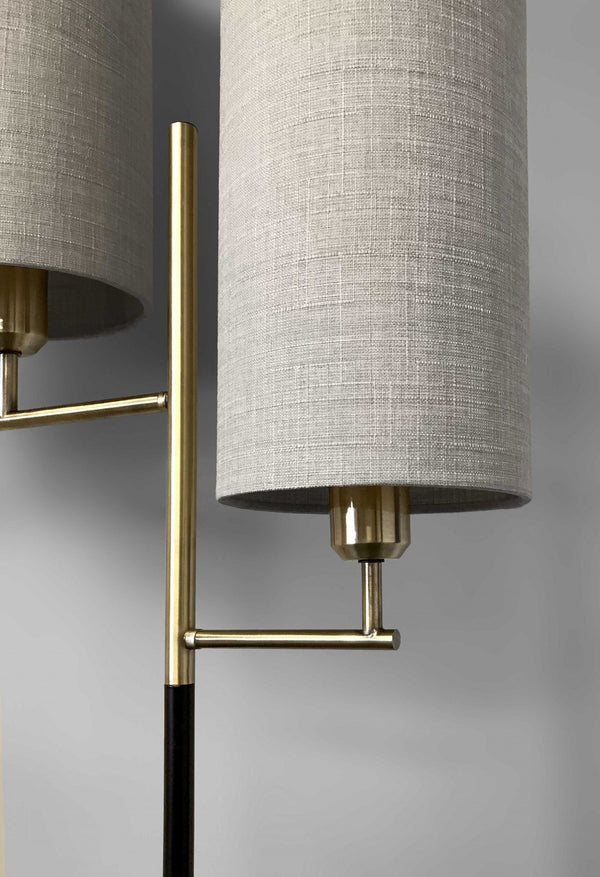 HomeRoots 70" Elegant Brass Two-Light Floor Lamp with White Drum Shade - Perfect for Living Rooms & Bedrooms 372593