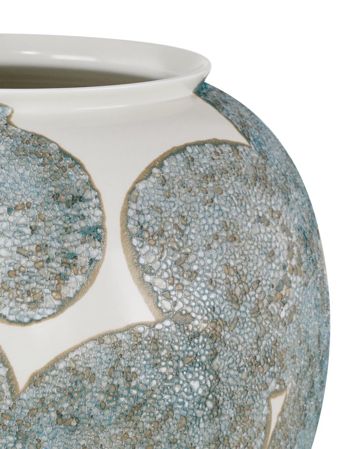 Currey & Company Bloom Blue & Ivory Porcelain Vase - Exquisite Floral Design With Metallic Accents For Elegant Décor Blue Porcelain 1200-0978-currey-company