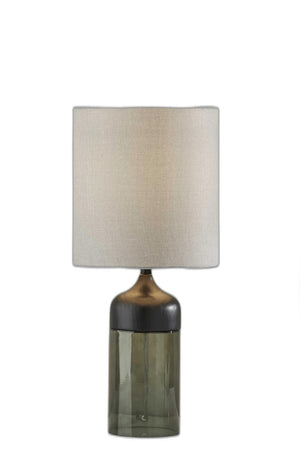 Homeroots 23" Black Glass Bedside Table Lamp With White Shade   372604