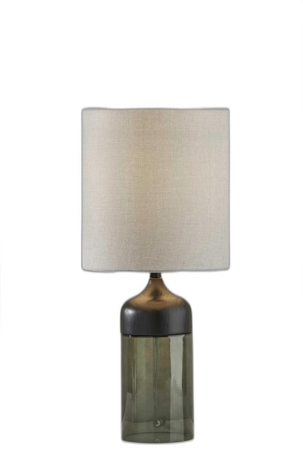 Homeroots 23" Black Glass Bedside Table Lamp With White Shade   372604