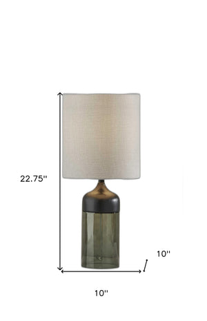 Homeroots 23" Black Glass Bedside Table Lamp With White Shade   372604