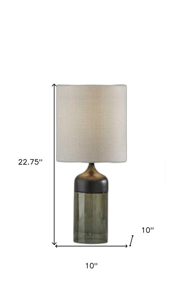 Homeroots 23" Black Glass Bedside Table Lamp With White Shade   372604