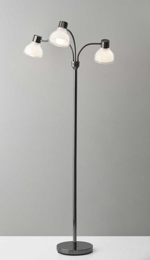 Homeroots 69" Black Three Light Tree Floor Lamp With White Bowl Shade Black Metal 372609