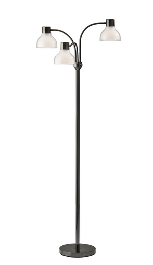 Homeroots 69" Black Three Light Tree Floor Lamp With White Bowl Shade Black Metal 372609