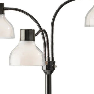 Homeroots 69" Black Three Light Tree Floor Lamp With White Bowl Shade Black Metal 372609