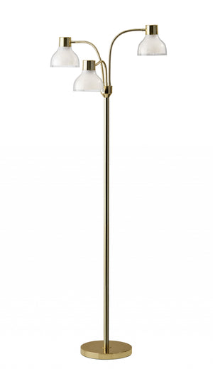 Homeroots 69" Gold Three Light Tree Floor Lamp With Clear Bowl Shade Gold Metal 372610
